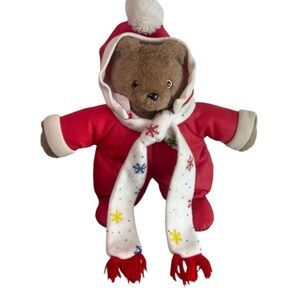 VINTAGE 1987 GRAPHICS INTERNATIONAL TEDDY BEAR RED NYLON STUFFED ANIMAL PLUSH